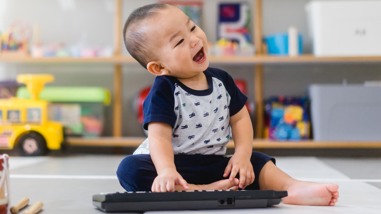 Baby playing keyboard