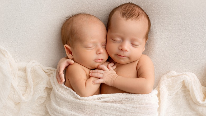 Twin newborn babies