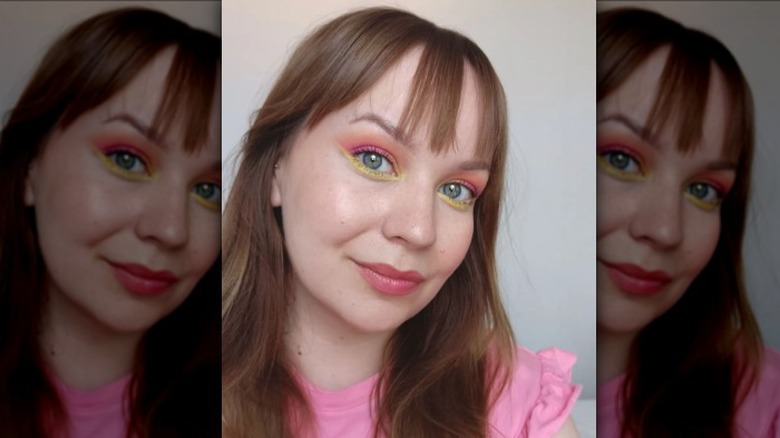 yellow and pink eyeliner