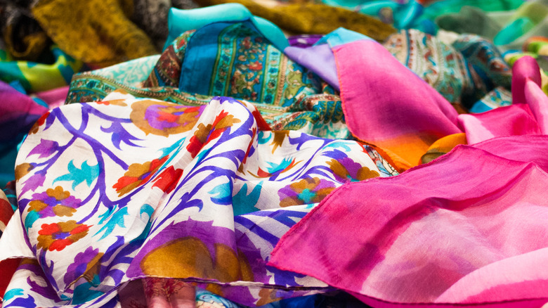 colorful silk scarves