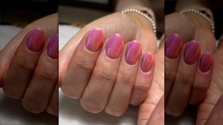 Woman with unicorn nails