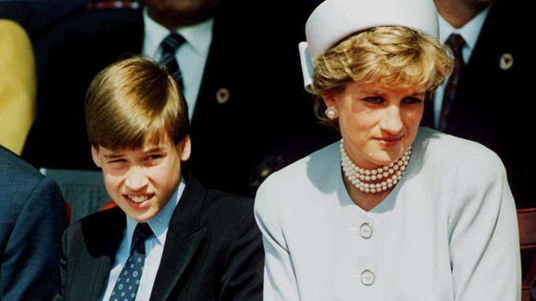 Prince William and his mother, Princess Diana sitting together