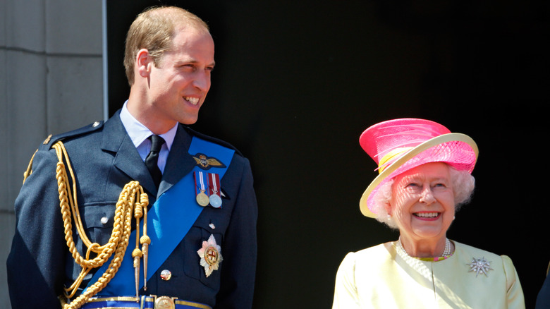 Prince William and Queen Elizabeth II smiling