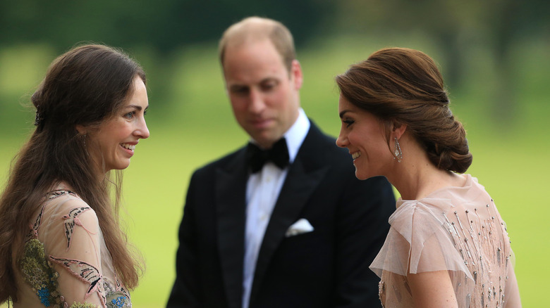 Rose Hanbury, Prince William, and Kate Middleton talking