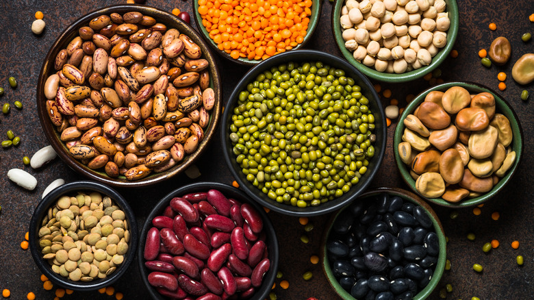 bowls of beans on a table 