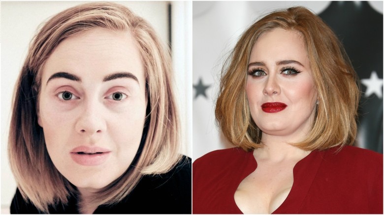 Adele split image no makeup