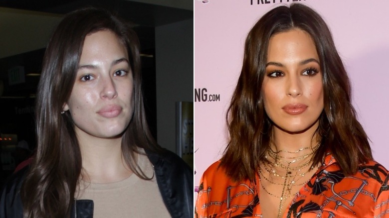 Ashley Graham without makeup / with makeup