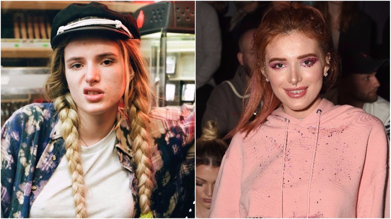 Bella Thorne split image no makeup