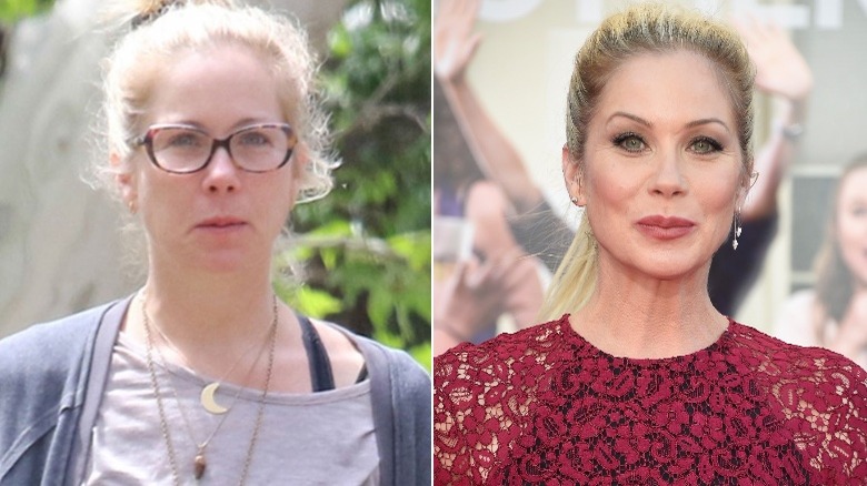 Christina Applegate without makeup / with makeup