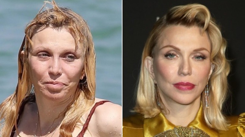 Courtney Love without and with makeup