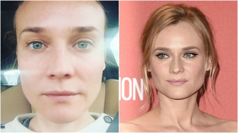 Diane Kruger split image no makeup