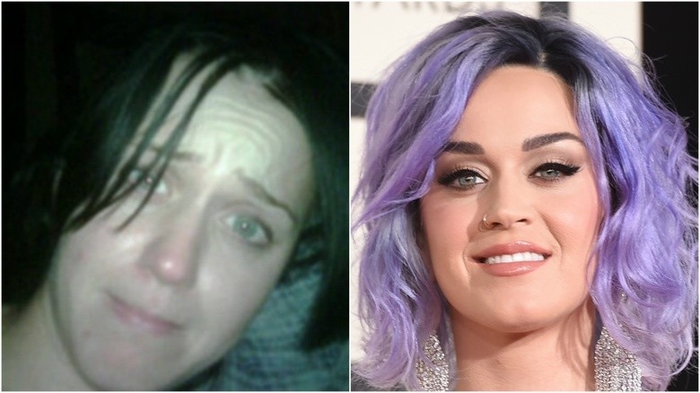 Katy Perry split image no makeup