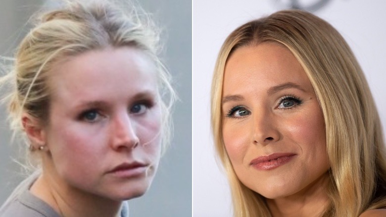 Kristen Bell without and with makeup