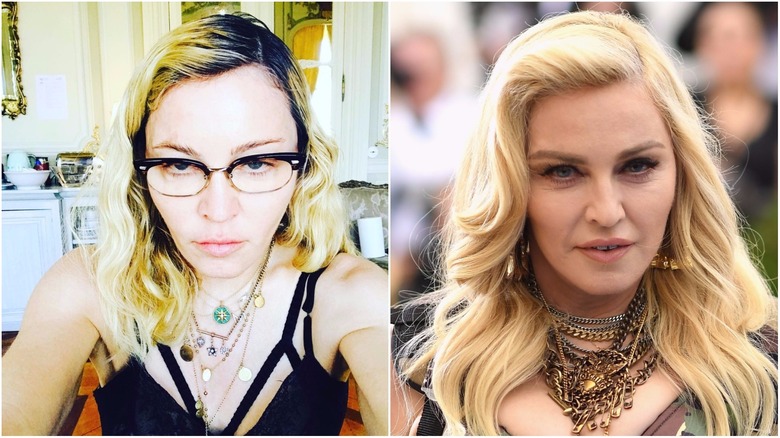 Madonna split image no makeup