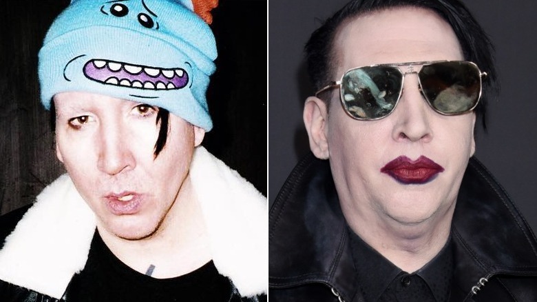 Marilyn Manson split image no makeup