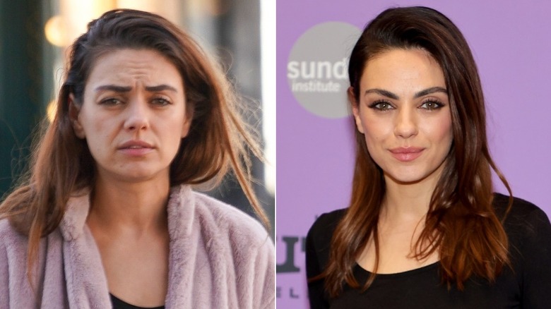 Mila Kunis without and with makeup