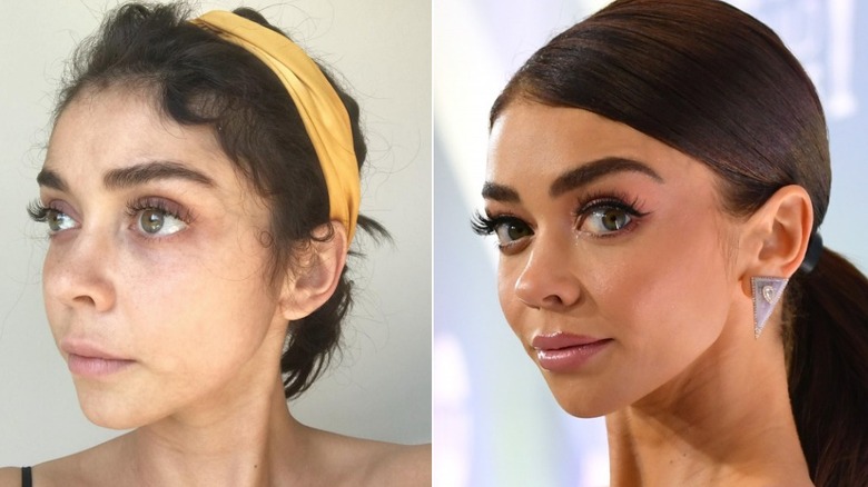 Sarah Hyland without and with makeup