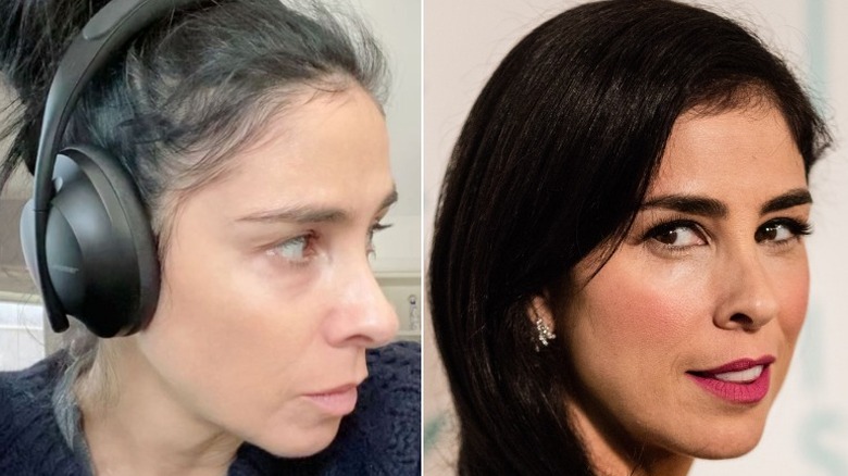 Sarah Silverman without makeup/with makeup