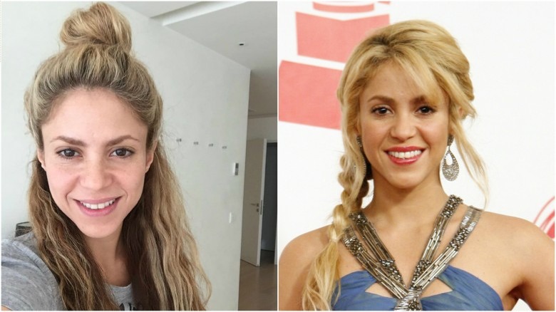 Shakira split image no makeup