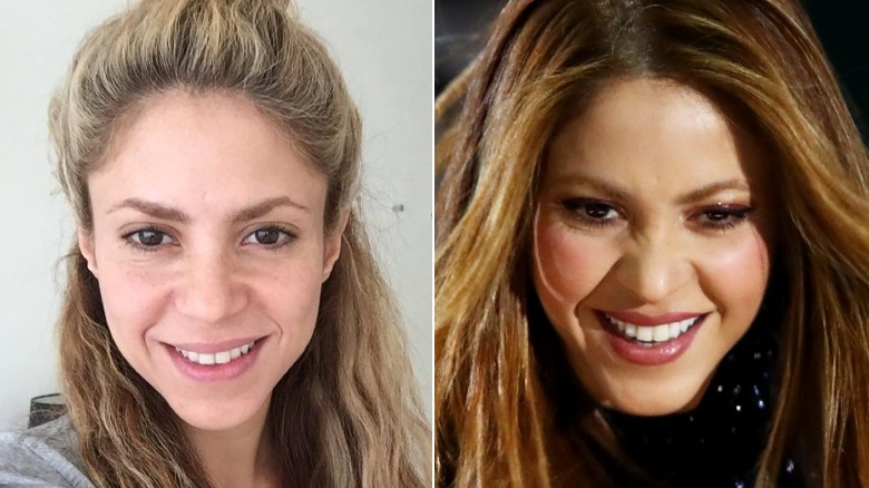 Shakira split image no makeup