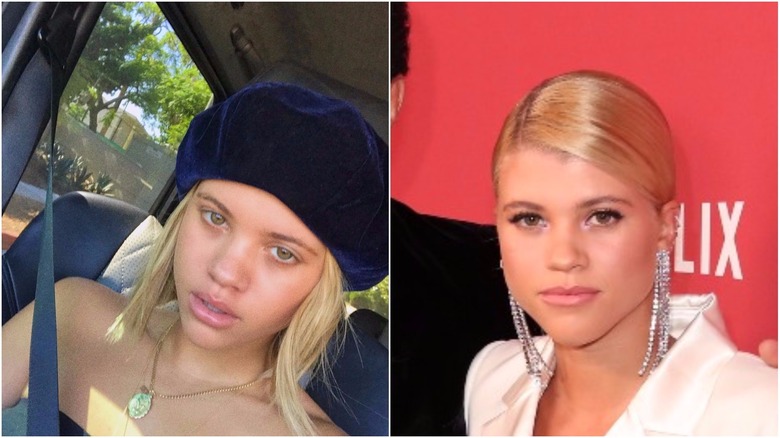 Sofia Richie split image no makeup