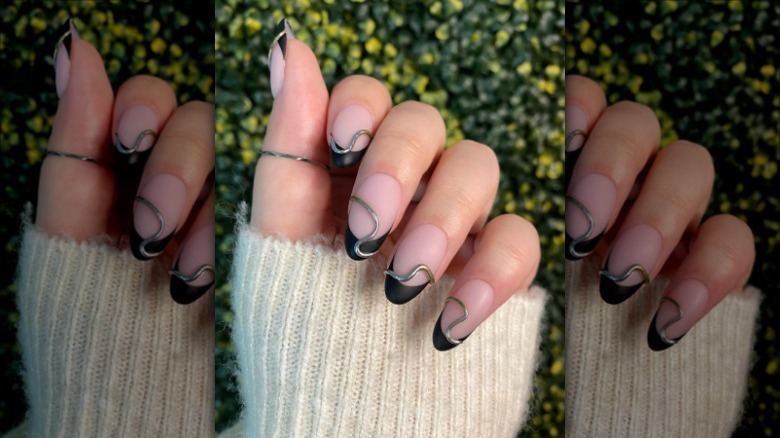 Matte black tips with sleek silver bead