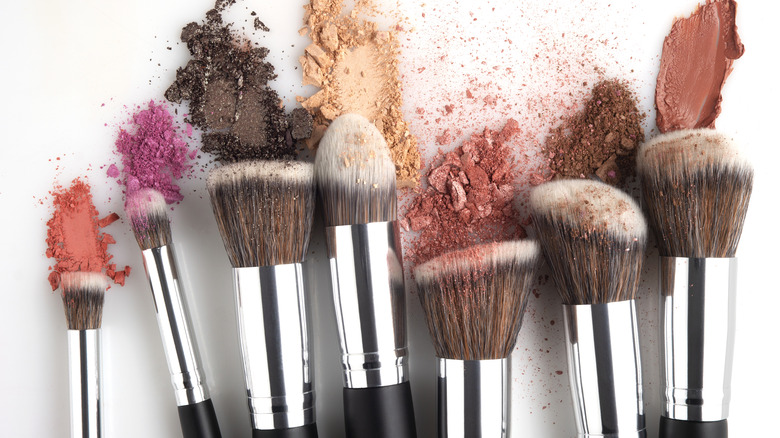 Makeup products and brushes