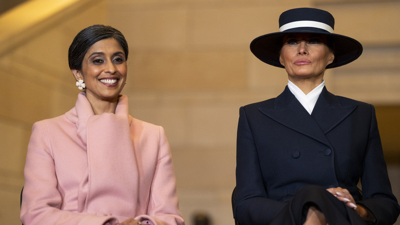 Usha Vance and Melania Trump sit next to each other