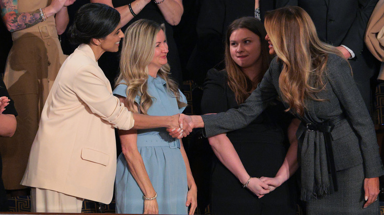 Usha Vance shaking Melania Trump's hand