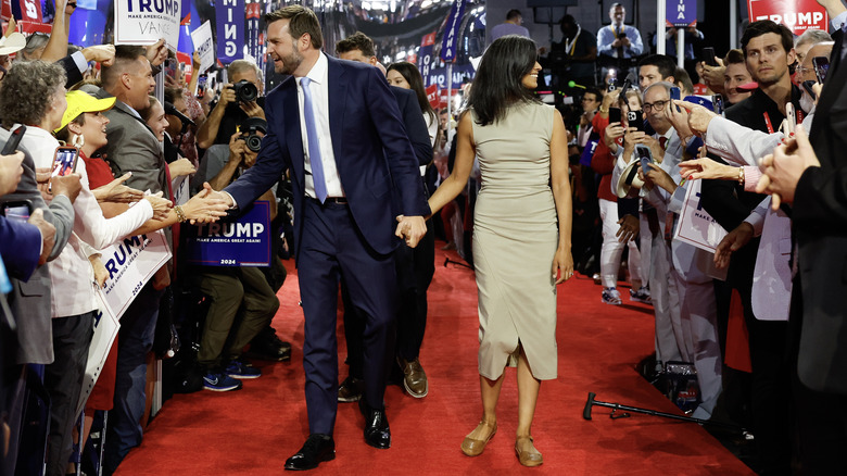 JD Vance and Usha Vance walking at the RNC