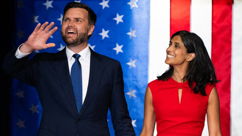 JD Vance and Usha Vance smiling