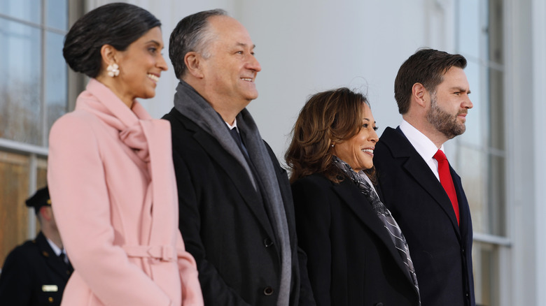 Usha Vance in pink coat at the presidential inauguration