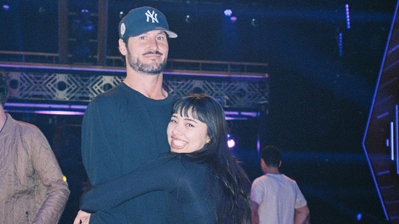 Xochitl Gomez hugging Val Chmerkovskiy