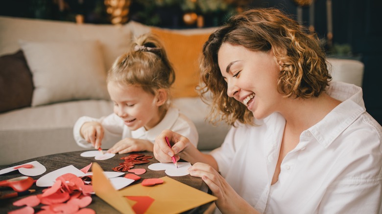 mom and daughter crafting