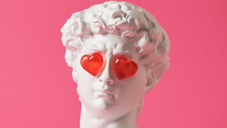 Marble bust with heart eyes