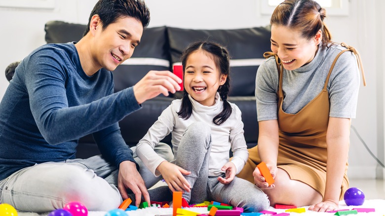 family playing a game