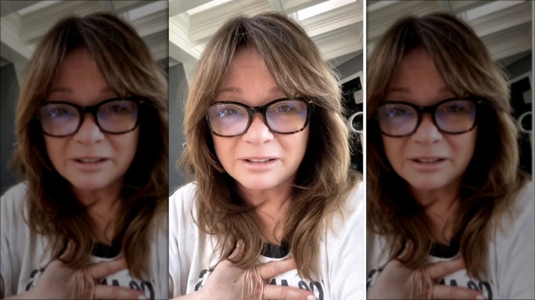 Valerie Bertinelli speaking into camera