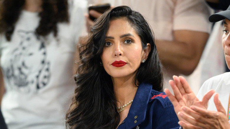 Vanessa Bryant at Olympics wearing red lipstick