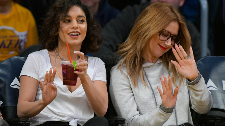 Vanessa Hudgens and Ashley Tisdale at basketball game