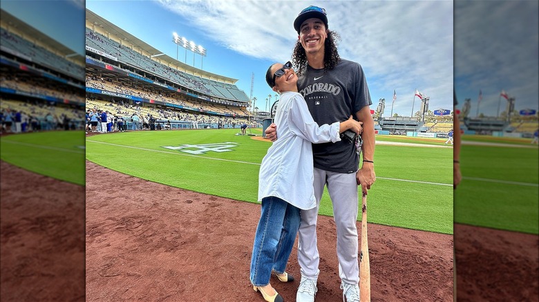 Vanessa Hudgens and Cole Tucker smiling