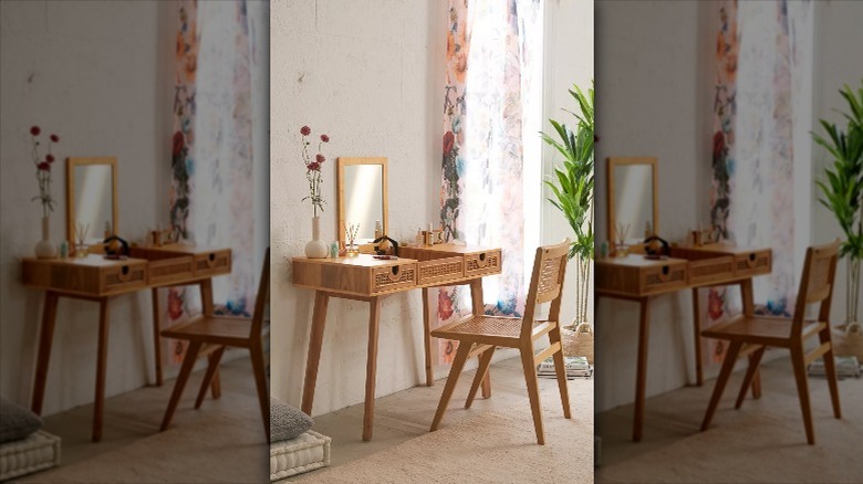 Urban Outfitters wooden makeup vanity 