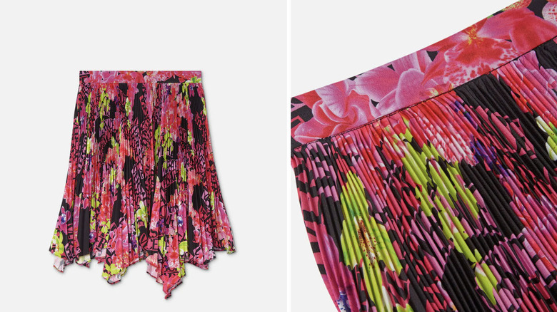 Versace Logo Orchid Pleated Skirt