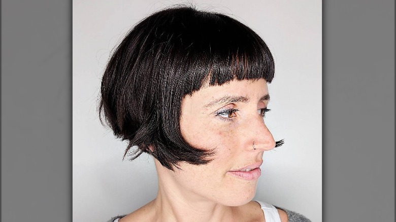 Cheekbone bob with micro bangs