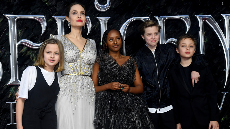 Angelina Jolie with her kids