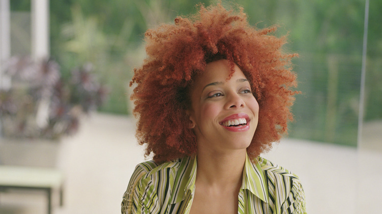 Woman with sunset red hair