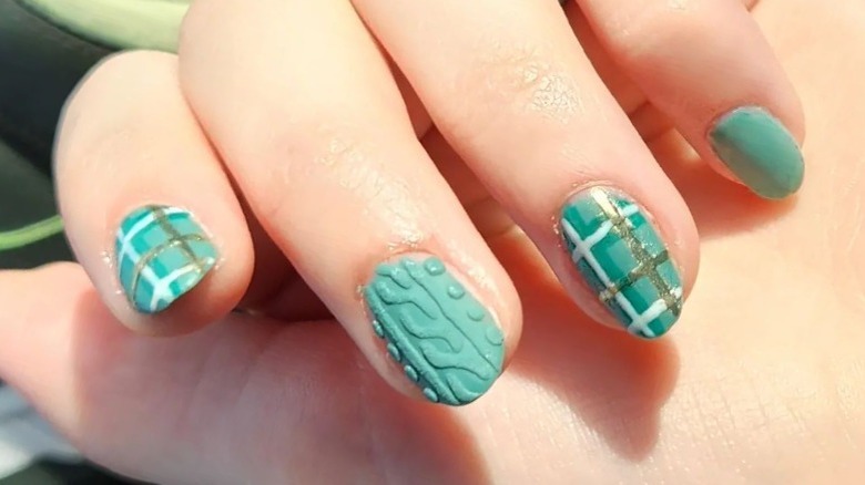 green flannel sweater nails