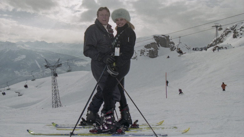 Ivana Trump smiling with her husband on the slopes