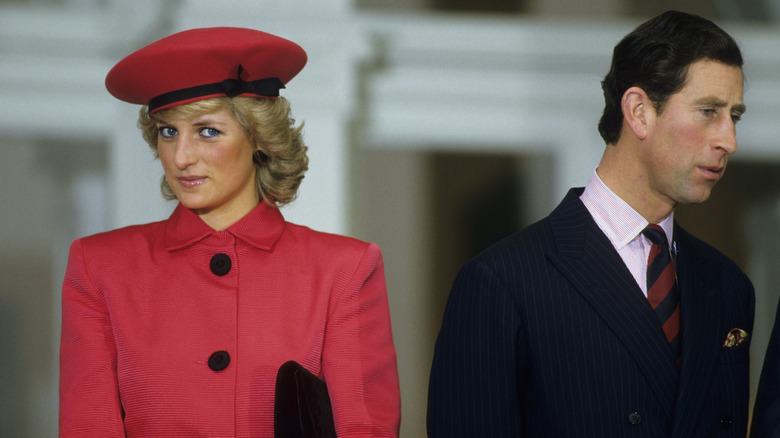 Princess Diana and Prince Charles at an event.  