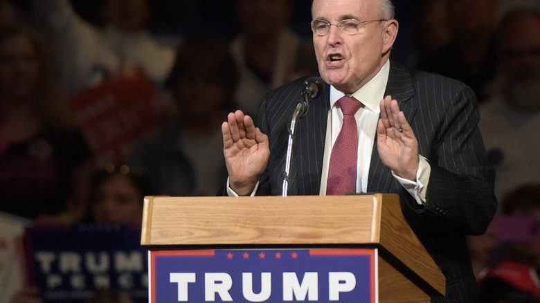 Rudy Giuliani speaking at a Trump rally