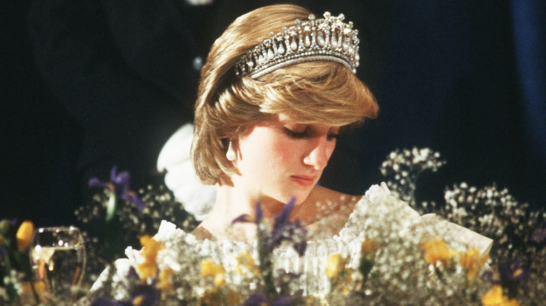 Princess Diana with flowers